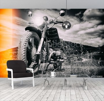 Picture of FreedomMotorbike under skyVintage photo effect added for create atmosphere